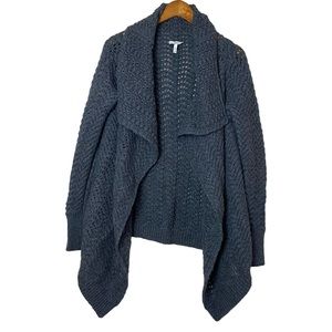Joie Wool Blend Cascade Open Knit Cardigan Gray